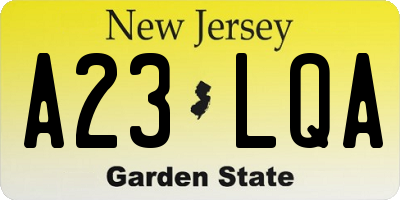NJ license plate A23LQA