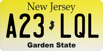NJ license plate A23LQL