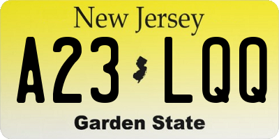 NJ license plate A23LQQ