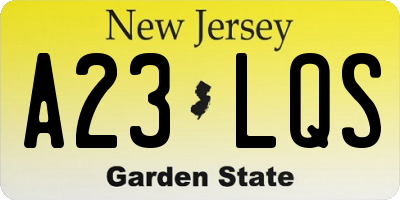 NJ license plate A23LQS