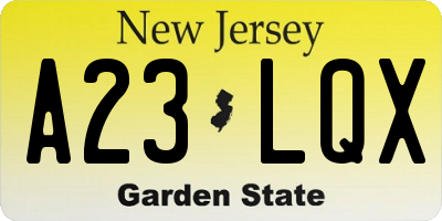 NJ license plate A23LQX