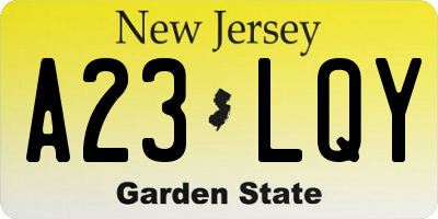 NJ license plate A23LQY