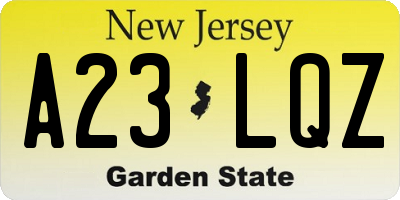 NJ license plate A23LQZ
