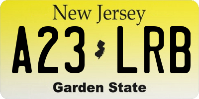 NJ license plate A23LRB