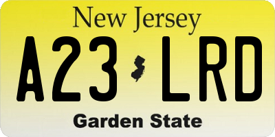 NJ license plate A23LRD