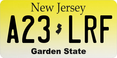NJ license plate A23LRF