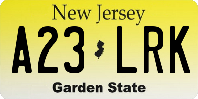 NJ license plate A23LRK
