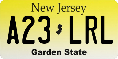 NJ license plate A23LRL