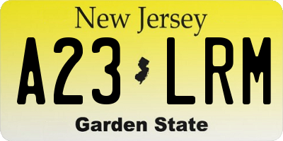 NJ license plate A23LRM