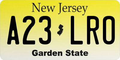 NJ license plate A23LRO