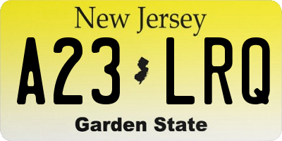 NJ license plate A23LRQ