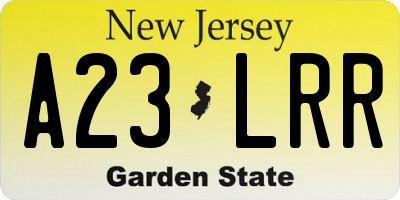 NJ license plate A23LRR