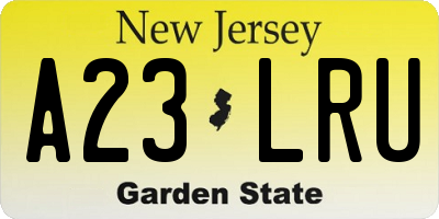 NJ license plate A23LRU