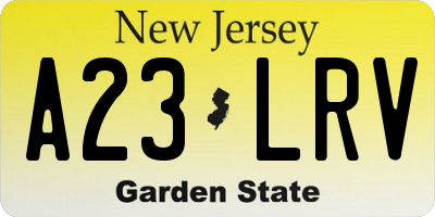 NJ license plate A23LRV