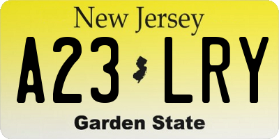 NJ license plate A23LRY