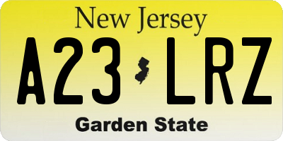 NJ license plate A23LRZ