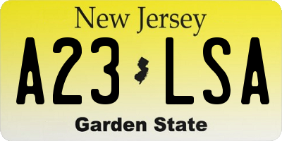 NJ license plate A23LSA