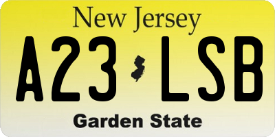 NJ license plate A23LSB