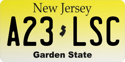NJ license plate A23LSC