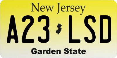 NJ license plate A23LSD