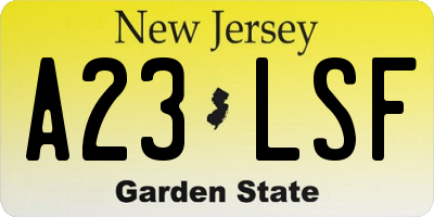 NJ license plate A23LSF