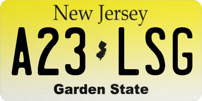 NJ license plate A23LSG