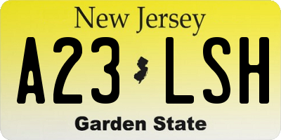 NJ license plate A23LSH