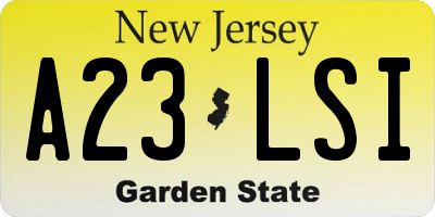 NJ license plate A23LSI