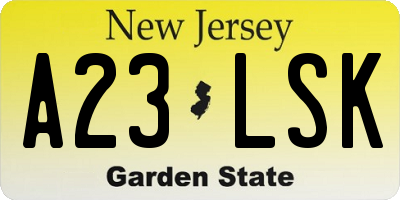 NJ license plate A23LSK