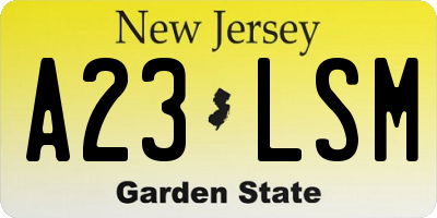NJ license plate A23LSM