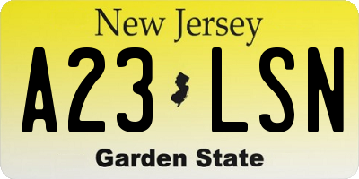 NJ license plate A23LSN