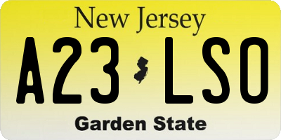 NJ license plate A23LSO
