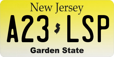 NJ license plate A23LSP