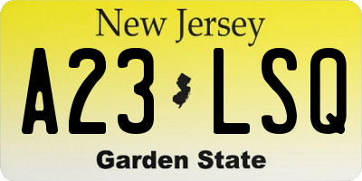 NJ license plate A23LSQ