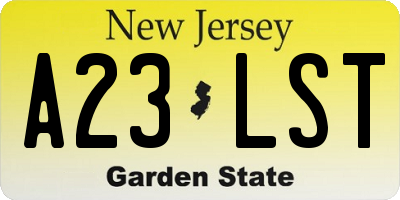 NJ license plate A23LST