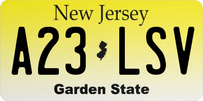 NJ license plate A23LSV
