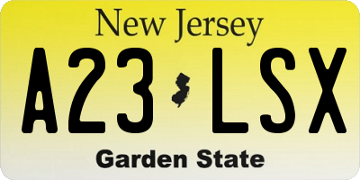NJ license plate A23LSX