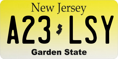 NJ license plate A23LSY