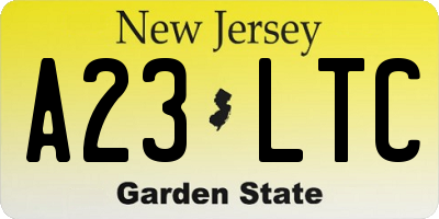 NJ license plate A23LTC