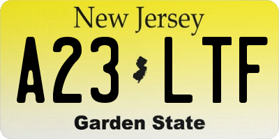 NJ license plate A23LTF