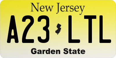NJ license plate A23LTL