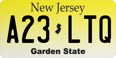 NJ license plate A23LTQ