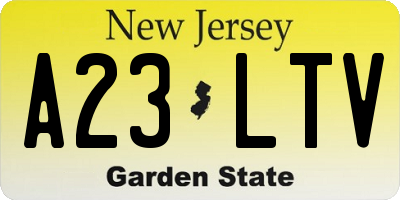NJ license plate A23LTV