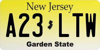 NJ license plate A23LTW