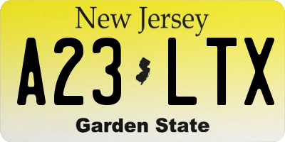NJ license plate A23LTX