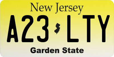 NJ license plate A23LTY