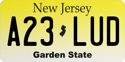NJ license plate A23LUD