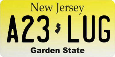 NJ license plate A23LUG