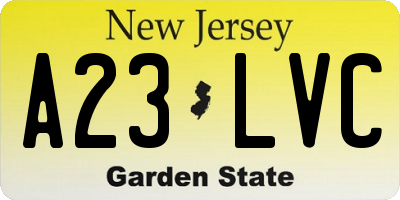 NJ license plate A23LVC