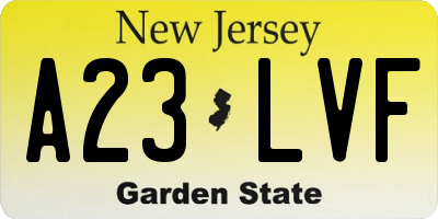 NJ license plate A23LVF